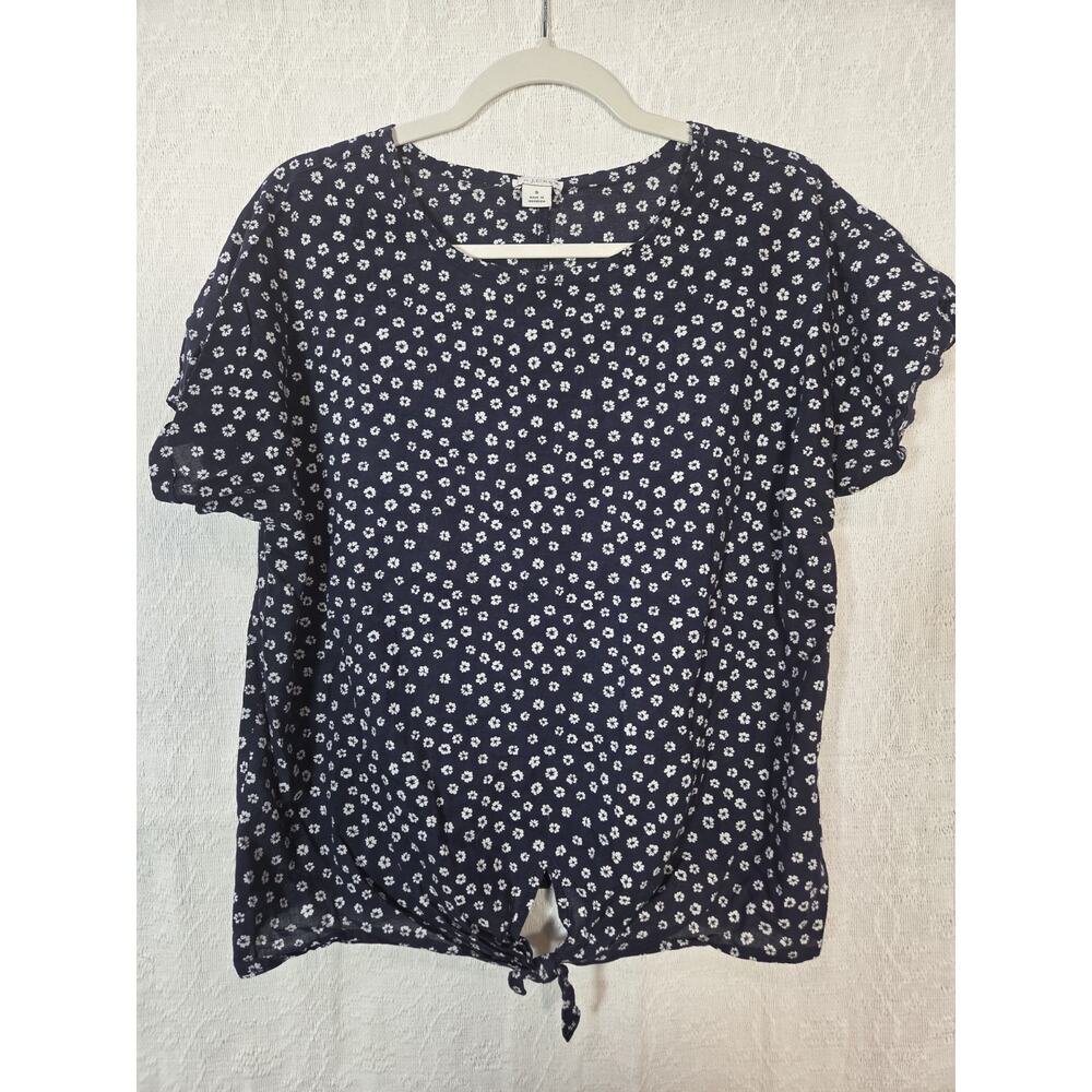 J. by J Crew Womens Blue Flower Print Flowy Boho Blouse